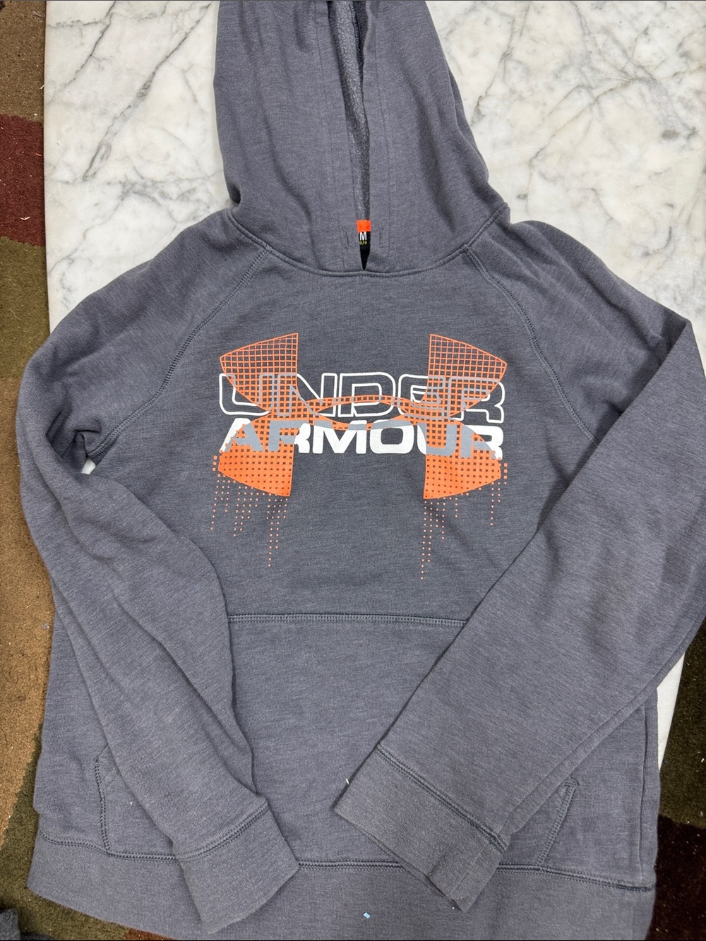 Under Armour Gray Pullover Hoodie with Orange Logo